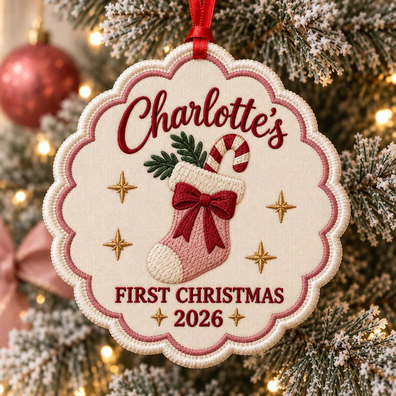 Personalized Baby’s First Christmas Ornament - Custom Baby Name Sock Ornament