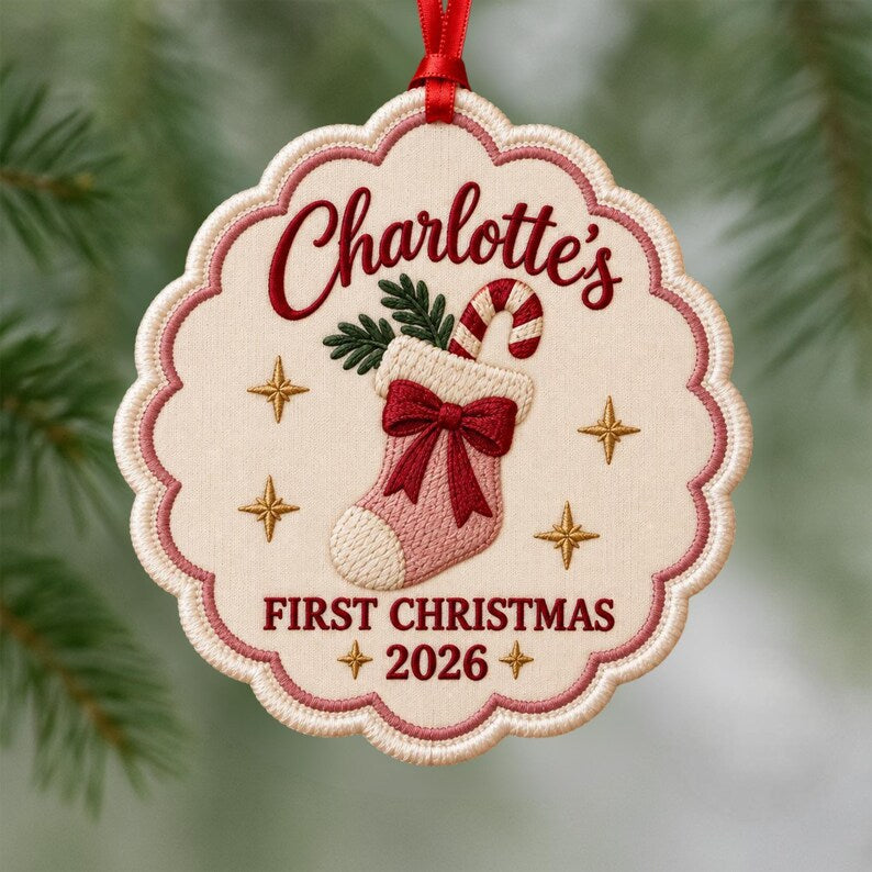 Personalized Baby’s First Christmas Ornament - Custom Baby Name Sock Ornament
