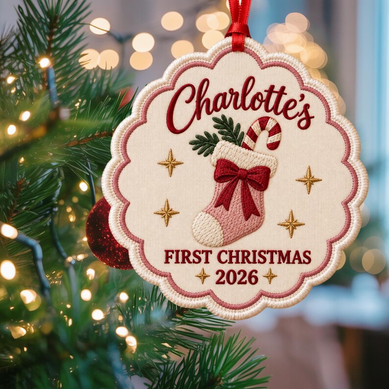 Personalized Baby’s First Christmas Ornament - Custom Baby Name Sock Ornament