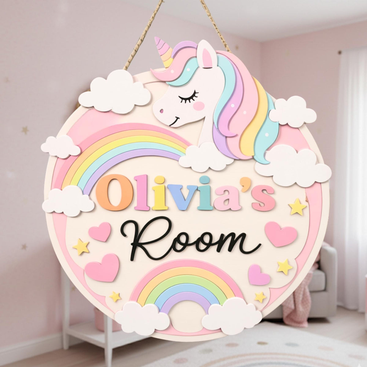 Personalized Unicorn Name Sign design detail