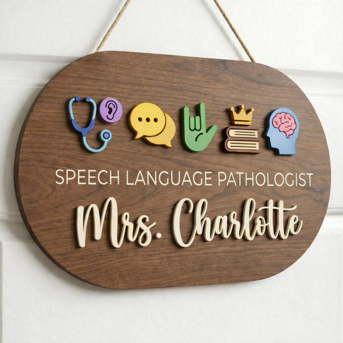 Custom Speech Pathologist Door Sign design detail