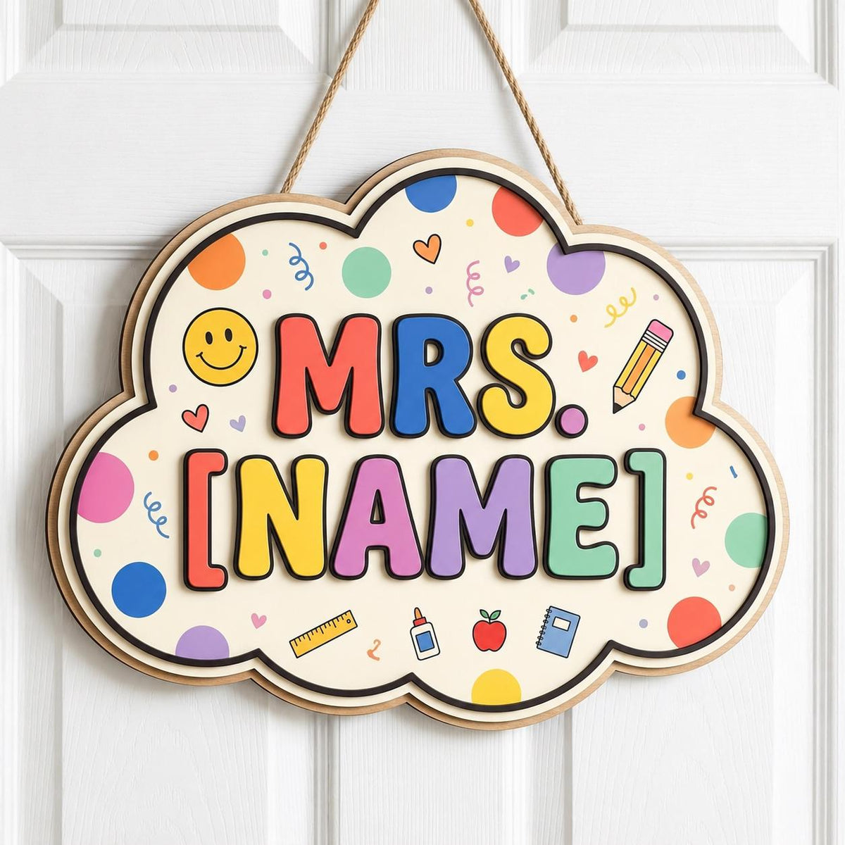 Personalized Colorful Teacher Sign - Classroom Welcome Decor