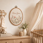 Personalized Baby Name Hoop - Floral Embroidered Nursery Decor