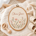 Personalized Baby Name Hoop - Floral Embroidered Nursery Decor
