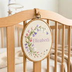 Personalized Floral Baby Name Hoop - Handmade Nursery Wall Art