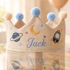 Personalized Astronaut Birthday Crown - Space Theme Baby Party Hat
