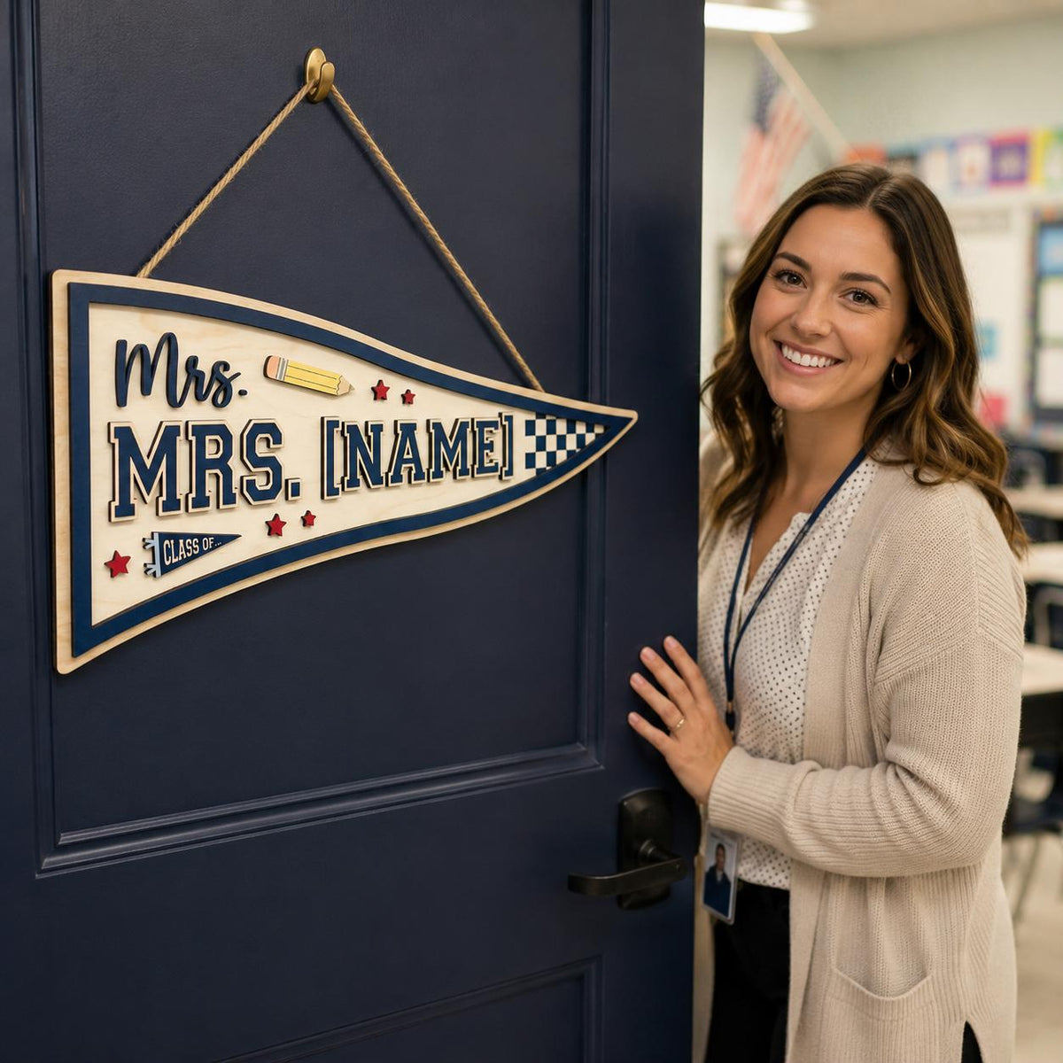 Personalized Pencil Teacher Sign - Classroom Door Decor
