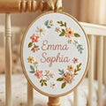 Personalized Hand Embroidered Floral Name Hoop - Nursery Wall Art
