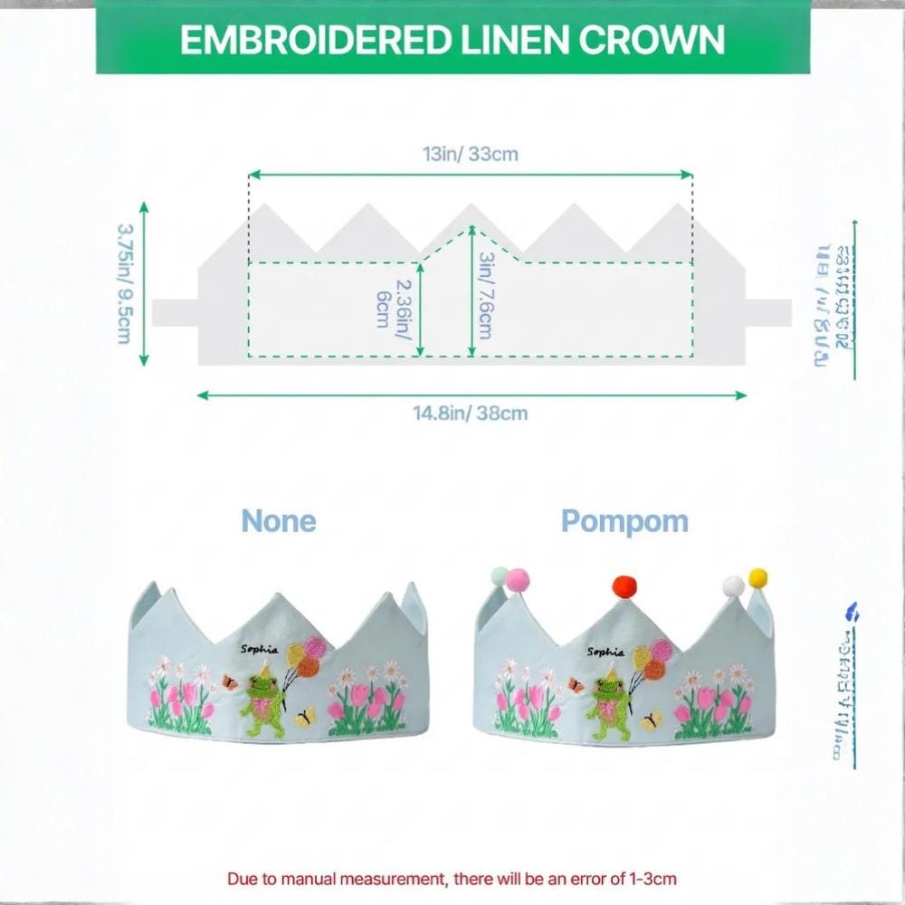 Personalized Woodland Birthday Crown - Embroidered Forest Party Hat