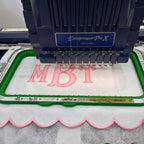 Personalized Gingham Initial Pillow - Embroidered Name Scalloped Cushion