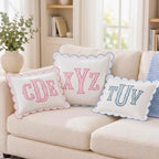 Personalized Scalloped Initial Pillow - Embroidered Home Decor