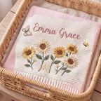 Personalized Floral Baby Blanket - Embroidered Knit Name Keepsake