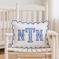 Personalized Scalloped Initial Pillow - Embroidered Home Decor