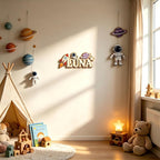 Personalized Space-Themed Baby Name Sign - Wooden Nursery Wall Decor