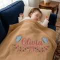 Personalized Butterfly Baby Blanket - Embroidered Floral Nursery Gift