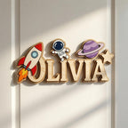 Personalized Space-Themed Baby Name Sign - Wooden Nursery Wall Decor