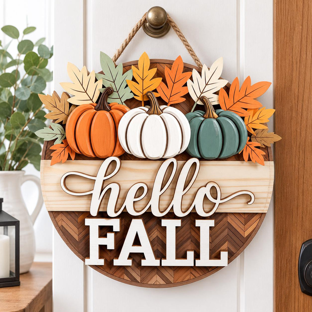 Hello Fall Pumpkin Door Hanger for fall decor