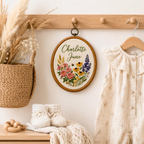 Personalized Wildflower Baby Name Hoop design detail