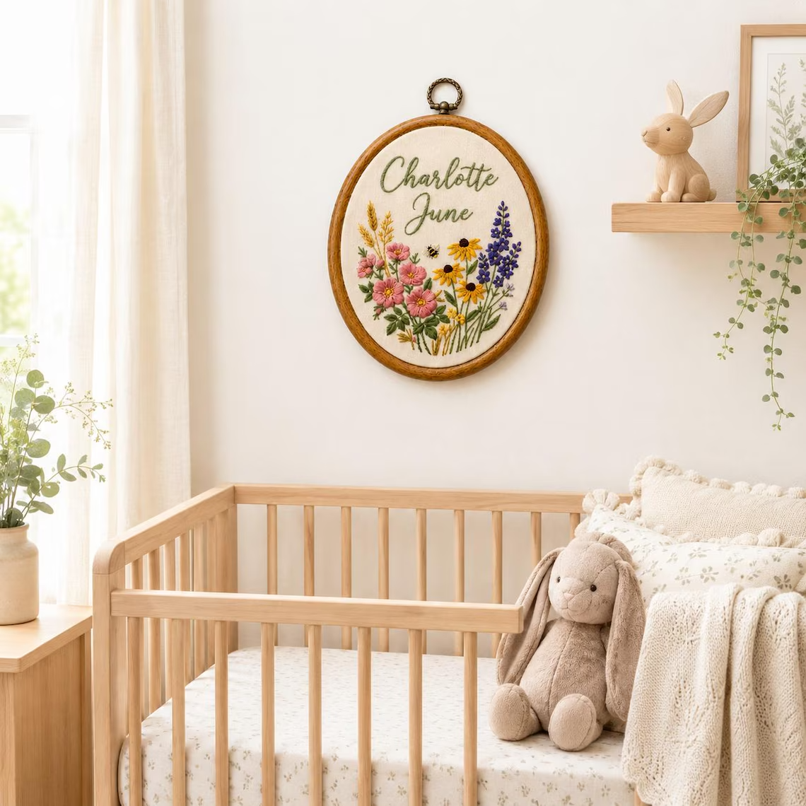 Personalized Wildflower Baby Name Hoop for baby name decor